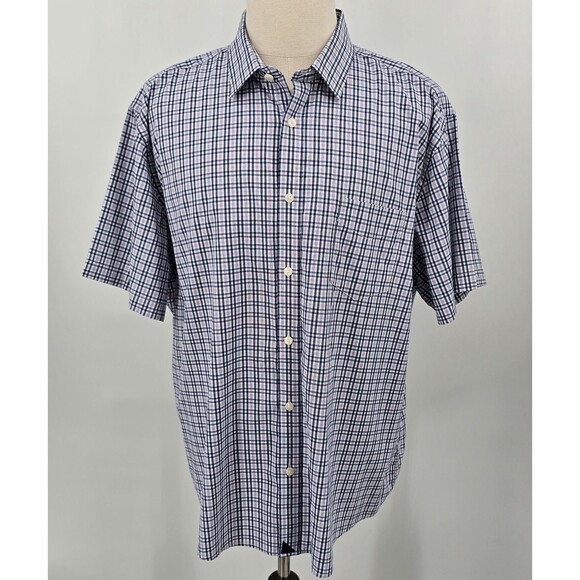 UNTUCKit Prunier Blue Check Short Sleeve Shirt Men's XXXL - Picture 2 of 6